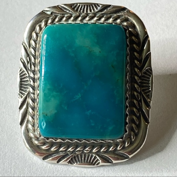 Navajo Sterling Silver Turquoise Will Denetdale Pierced Earrings Post - Picture 4 of 8